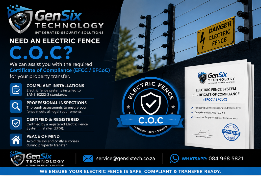 selling a house in south africa with an electric fence - you need a C.O.C