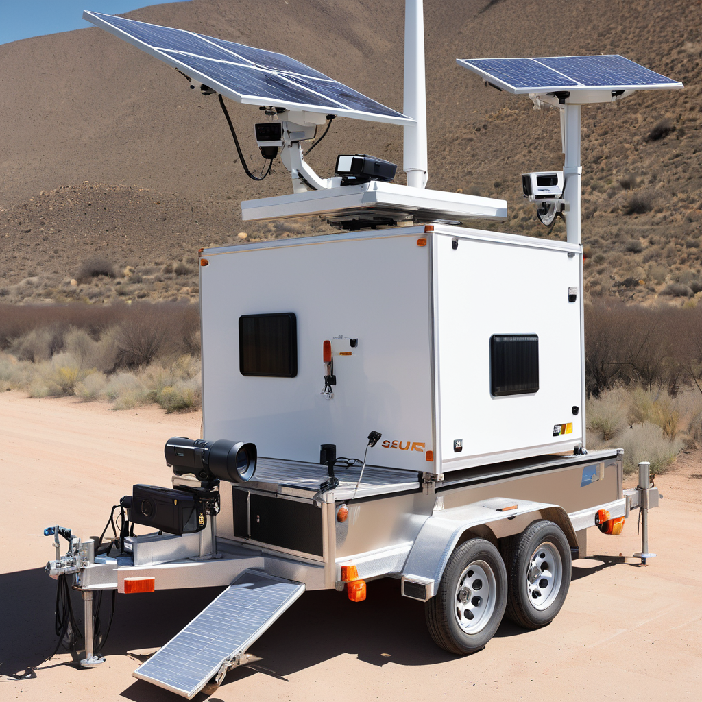 Offgrid tow hitch solar surveillance trailer